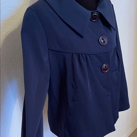 Tracy Evans Dark Blue Cape Jacket - Picture 4 of 9